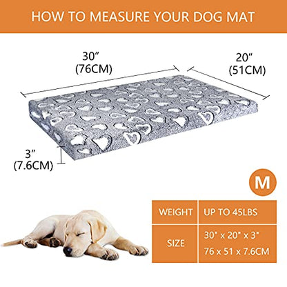 VANKEAN Reversible Dog Crate Mat, Stylish Bed with Waterproof Linings and Removable, Washable Cover, Firm Support Pad for Small to XX-Large Dogs, Grey - size: M(30 x 20 x 3")