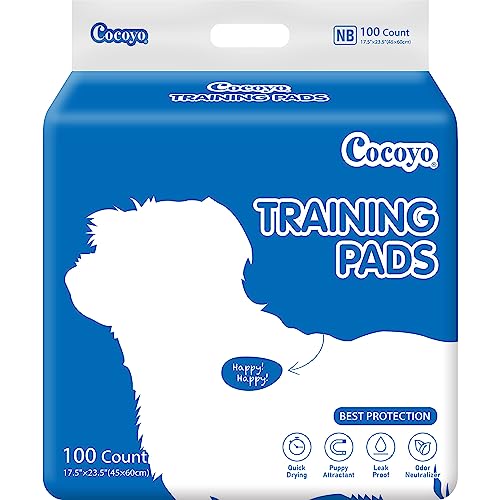 COCOYO Best Value Dog Training Pads | Dog Pee Pads | Super Absorbent Puppy Pads (17.5" x 23.5", 100 Count),Blue - size: 17.5" x 23.5"