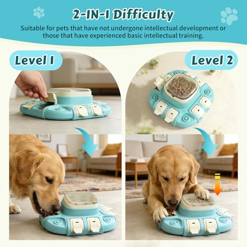 2 Levels Dog Puzzle Toy, Slow Feeder for Fast Eating Pets Interactive Dog Treat Puzzle Toys for IQ Training, Treat Dispenser for Small Medium Large Dogs, Cats - color: 2 Level Puzzle