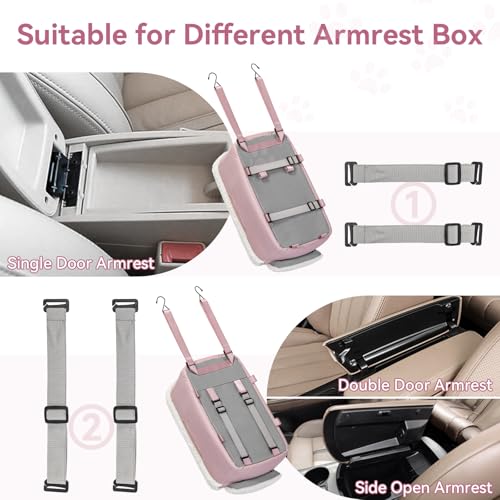PETSFIT Cat Car Seat, Portable Console Dog Car Seat with Safe Protective Hooks, Luxury Pet Car Seat Includes Safety Leash and Storage Pocket for Pets Up to 9 lbs (Pink) - color: Pink