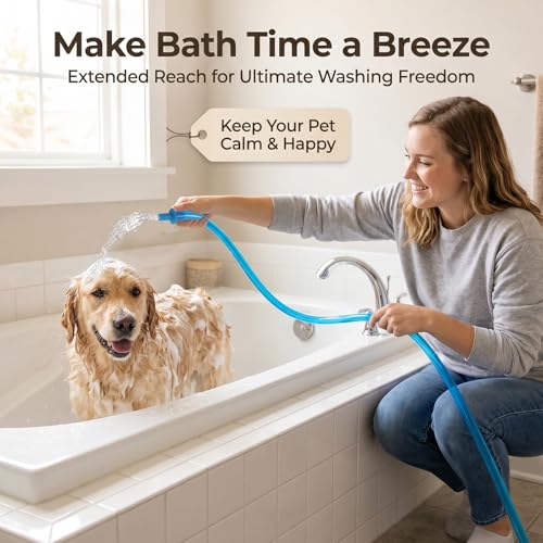 Universal Pet Bath Shower Hose | Handheld Sprayer, Dog Cat Bathing, Tub Attachment, Home Pet Grooming