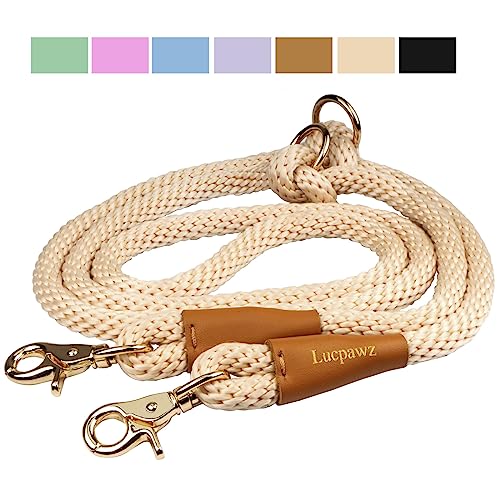 7FT Hands Free Dog Leash, Waist Dog Leash for Walking Running - color: Beige