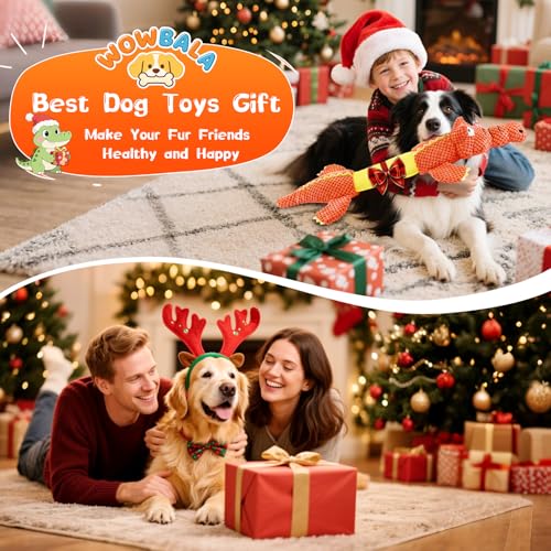 WOWBALA Interactive Tug of War Dog Toys for Small to Large Breeds-Squeaky Puppy Toys with Crinkle Paper, Stuffed Chew Dog Toys to Keep Them Busy, Training Reward Gift (Orange) - color: Orange