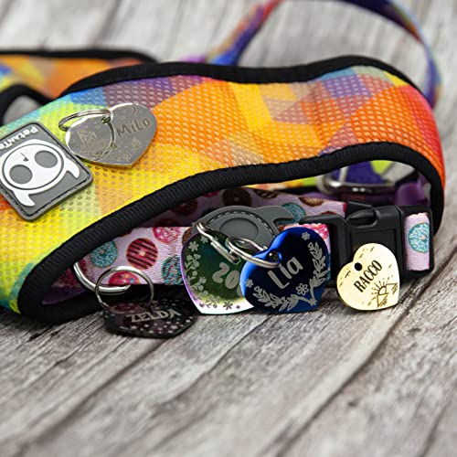 Personalized Dog Tag with 5 Lines of Custom Deep Engraved Durable Stainless Steel Pet ID Name Tag Designer Regular Size Heart - size: Regular, style: Heart