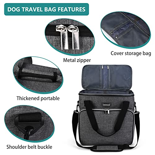 BAGLHER Dog Travel Bag, Pet Travel Bag (ALL Pet Travel Supplies), With 2 Pet Food Containers and 2 Collapsible Silicone Bowls; Essential Kits for Pet Travel Grey - color: Grey, size: Medium
