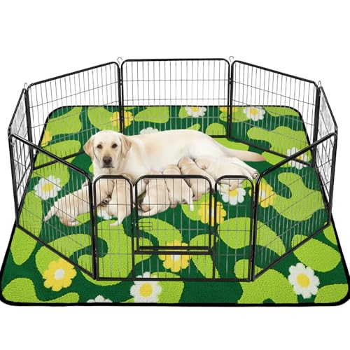Qeils Reusable Puppy Pads for Small Dogs, Washable Pee Pads with Non-Slip , Absorbent Leakproof Mat for Crates, Playpens, Pet Beds & Whelping, Indoor Potty Training Grass Green, 48"x48", 1 Pack - size: 48"x48"(Pack of 1)