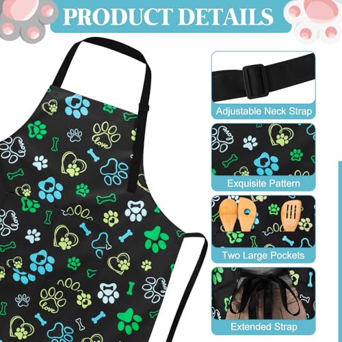 Dog Grooming Waterproof Apron with 2 Pockets, Cute Animals Puppy Dog Pets Apron - style: Dog Paw Heart Bone