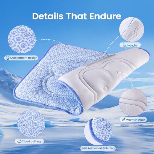 Cat Cooling Mat, Thick Cooling Mat for Dogs with PCM & Thermochromic Tech, Dual-Sided Durable Waterproof Cool Pet Bed Mat for All-Year Use, Q-Max>0.5, Machine Washable, Non-Toxic - S(17" x 23") - size: Small