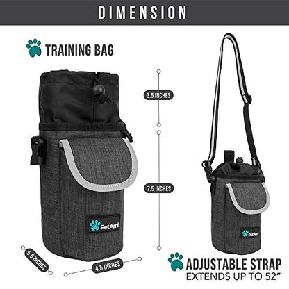 PetAmi Dog Treat Pouch, Large 3-Cup Dog Training Treat Bag with Poop Bag Dispenser, Hands-Free Waist Belt & Crossbody Strap, Reflective with Multiple Pockets & Belt Clip (Charcoal Gray) - color: Charcoal