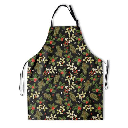 Sweetshow Cute Dog Apron with 2 Pockets and Adjustable Neck Waterproof Kitchen Cooking Dog Grooming Aprons for Women Men - color: Holly Berry