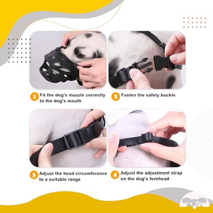 PetnBeyond Silicone Basket Dog Muzzle - for Small, Medium, and Large Dogs - Soft Cage Muzzle to Prevent Biting, Chewing, and Barking - for Grooming, Training - Breathable Humane (Large) - size: Large