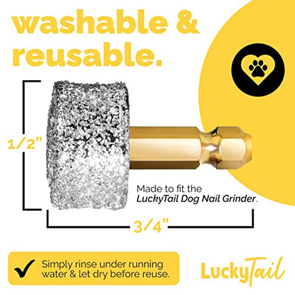 LUCKY TAIL - Dog Nail Grinder - Regular - Replacement Head - for Small, Medium & Large Dogs - Premium Quality - Diamond Tip Drill Bit - Professional Dog Nail Trimmers - Grooming Tool kit - 1 Pack - size: One Pack