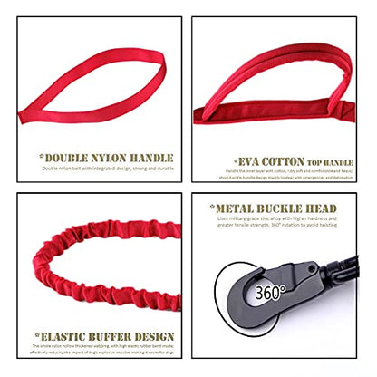 Tactical Dog Collar and Leash Set Adjustable Military Nylon Dog Collar with Control Handle and Heavy Duty Metal Buckle for Large Dogs（Red M - color: Red SET(collar+leash), size: Medium (Pack of 1)