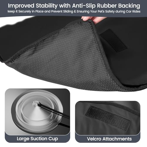 SUV Cargo Liner for Dogs with PU Leather, Waterproof Pet Trunk Cover with Taller Side Panels, Dog Seat Mat for SUVs Vans with Bumper Flap Protector, Non-Slip, Large Size Universal Fit, Black
