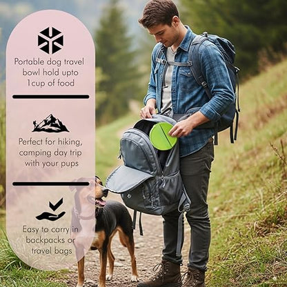 Barkin’ Trails Travel Dog Bowls, Portable Outdoor Water, BPA-Free, Food Grade Plastic Dog Travel Bowl, Camping Essentials & Container (Matcha) - color: Matcha