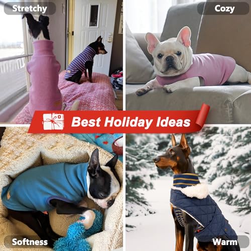 KYEESE 2Pack Dog Sweater Soft Pets Fleece Sweater Stretchy Dog Outfit for Small Dogs Boy Girl Comfy Sleeveless Doggie Sweatshirt Turtleneck Pet Coat Warm Lightweight Dogs Clothes Red,M - color: 9# Red+Red Stripe, size: Medium (7-11lbs)