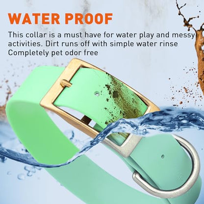 Viper Biothane Heavy Duty Waterproof Dog Collar Strong Coated Nylon Webbing w/Solid Brass Hardware Odor-Proof Easy to Clean High Performance Fits Small Medium or Large Dogs, Sea Foam Green