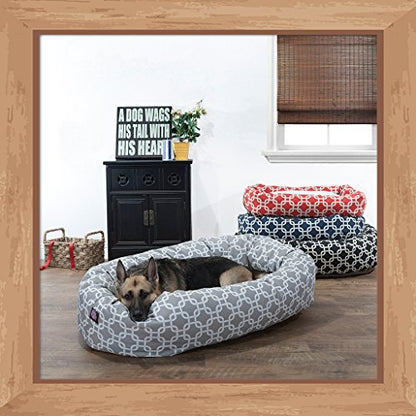 Majestic Pet 32 Inch Links Sherpa Calming Dog Bed Washable – Cozy Soft Round Dog Bed with Spine for Head Support - Fluffy Donut Dog Bed 32x23x7 (inch) – Round Pet Bed Medium - RED - color: Red, style: 32 in.
