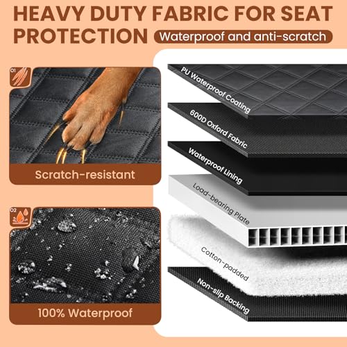 A-Pce Dog Car Seat Cover for Back Seat, Hard Bottom Back Seat Extender for Dogs, Back Seat Pet Cover for Dogs - Supports 400lbs, Waterproof Heavy Duty Scratch Dog Hammock for Car SUV and Small Truck - size: XL