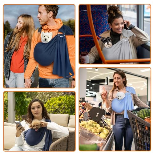 Dog Sling Carrier for Small Dogs,Carrying Wrap Anti-Anxiety Cat Sling,Adjustable Pet Sling(Light Gray) - color: light gray