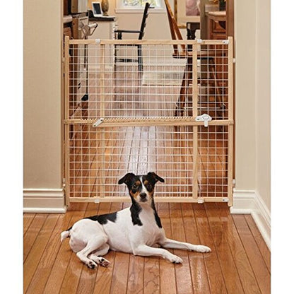 MidWest Homes for Pets Wire Mesh Pet Safety Gate, Dog Gate Expands From 29 - 50 Inches Wide, 32 Inches Tall, Wood, Powder Coated Wire - size: Medium