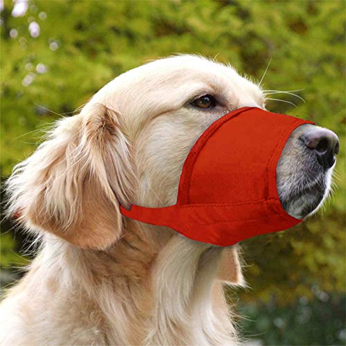 Coppthinktu 7PCS Adjustable Muzzle for Biting Barking, Comfortable Dog Mouth Cover for Small Medium Large Dogs with Long Snout - color: AB-Red