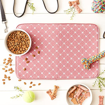Bone Dry Machine Washable, Ultra Absorbent Pet Mat, 12x18, Rose Trellis Print - color: Rose Trellis Print, size: 12"L x 18"W