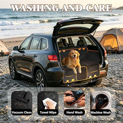 Dog Car Seat Cover for Back Seat – 900D Oxford Heavy Duty Hard Bottom Extender, Waterproof Dog Hammock with Mesh Window, Joint-Friendly Sponge Pad, Supports 600LBS – Fits Sedan/SUV - size: L-For Cars/ SUVs/ Small Truck