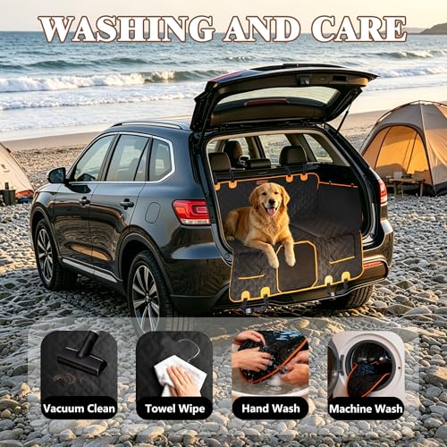 Dog Car Seat Cover for Back Seat – 900D Oxford Heavy Duty Hard Bottom Extender, Waterproof Dog Hammock with Mesh Window, Joint-Friendly Sponge Pad, Supports 600LBS – Fits Sedan/SUV - size: L-For Cars/ SUVs/ Small Truck