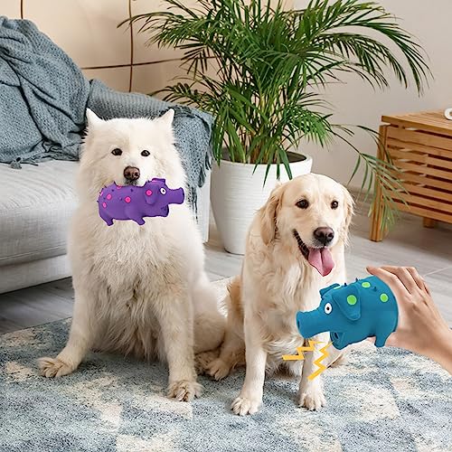 Andiker Dog Squeaky Toy, Dots Latex Dog Chew Toys with a Oinks Sound Squeaker Grunting Pig Dog Toy Durable Self Play 8" Dogs Squeeze Toy for Dental Biting Chasing to Kill Boring Time (Purple) - color: Purple