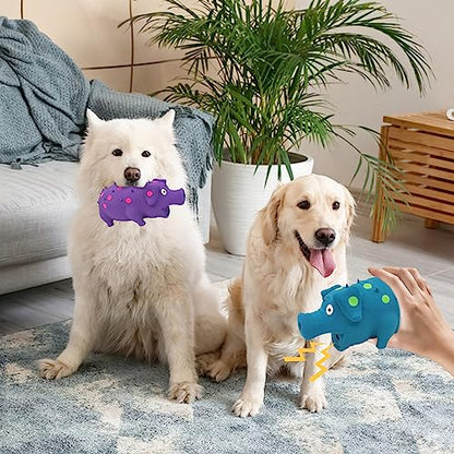 Andiker Dog Squeaky Toy, Dots Latex Dog Chew Toys with a Oinks Sound Squeaker Grunting Pig Dog Toy Durable Self Play 8" Dogs Squeeze Toy for Dental Biting Chasing to Kill Boring Time (Purple) - color: Purple