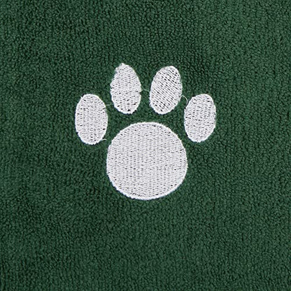 Bone Dry Pet Grooming, Embroidered Microfiber Towel Drying Collection, 15x30, Hunter Green - color: Hunter Green, size: 15x30"