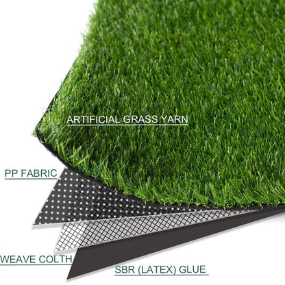 Artificial Grass Turf Rug, 0.7" Fake Grass Faux Thick Outdoor Rug 3FT x 16FT Synthetic Mat Astroturf with Drain Holes for Dogs Garden Lawn Landscape Balcony - size: 3FTX16FT