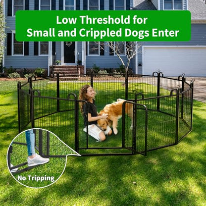 Dog Playpen Outdoor 32 Piece Panels Heavy Duty Dog Fence 40" Height Anti-Rust with Doors Portable for RV Camping Yard, Total 71FT, 406 Sq.ft, Snowy Black - style: 27"W x 40"H