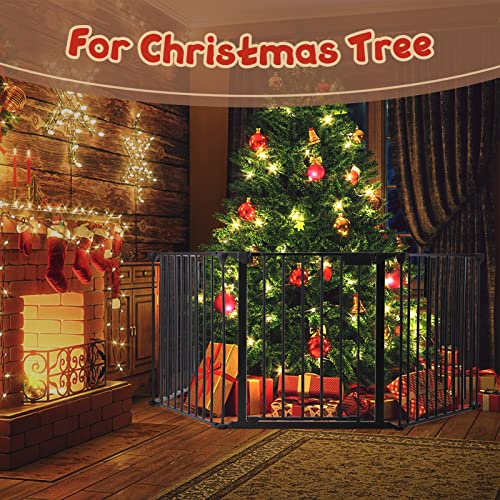 118" Wide Baby Gate Metal Safety Playpen - Fireplace Fence for Toddler/Pet/Dog, Fits 72"- 118" Wide, 5-Panel (30" H, Black) - size: 118" Wide, 5-Panel (30" H)