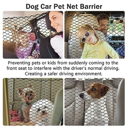Dog Car Net Barrier for SUV - Pet Car Divider Back Seat Barrier Net, Easy to Install and Remove,with Flexible Bungee Cords Adjustable for Trucks, SUV, Vans, Universal Fit Sturdy Mesh (47 * 27 inches)
