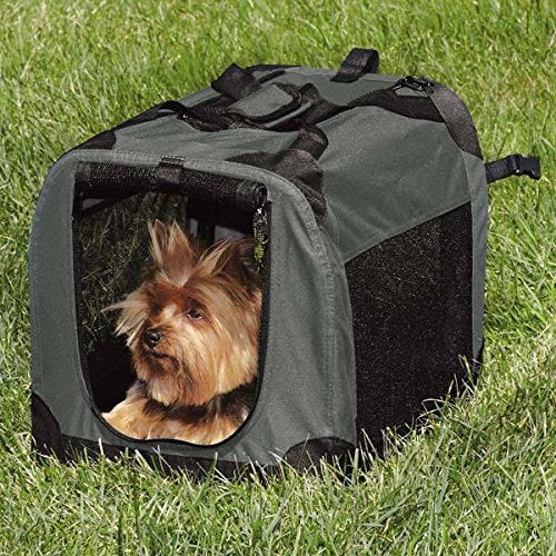 Guardian Gear Soft Sided Charcoal Collapsible Crates for Dogs Mesh Window Panels(Small 28"x20"x20") - color: Charcoal