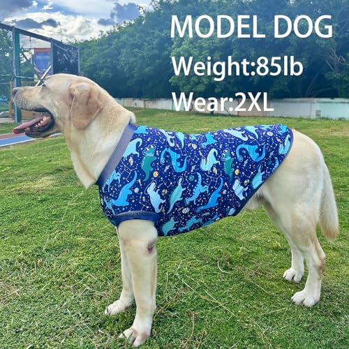 Dog Navy Sleeveless T Shirts with Universe Dinosaur Pattern Printed Soft Vest for Large Dogs (XL, Vest) - color: Navy, size: XL
