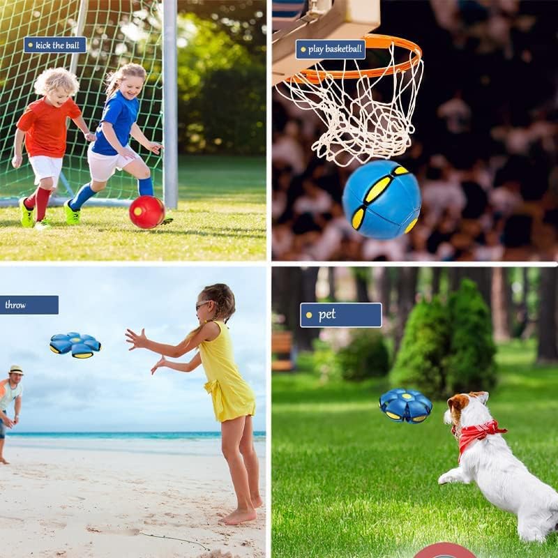 UFO Magic Ball,Portable Glowing Flying Toys Creative Fly Saucer Stomp Magic Balls,Decompression Flying Flat Throw Disc Balls Toy for Childrens Outdoor Sports Kids Gift (Football White)