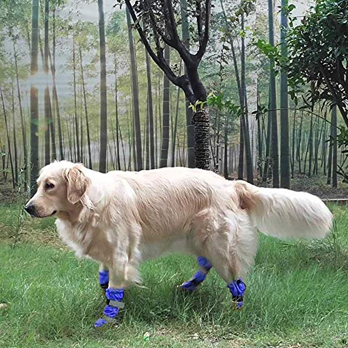 Dog Shoes, URBEST Waterproof Dog Boots, Warm Lining Nonslip Rubber Sole for Snow Winter (S, Blue) - color: Blue, size: S