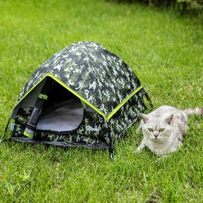 GDanes Camouflage Cat Tent, Portable Pet Cat House with Soft Pad, Cat Cave, Dog House for Small Medium Dogs and Rabbits - color: Green
