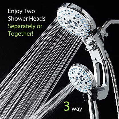 Hotel Spa AquaCare As-Seen-On-TV High Pressure Handheld/Rain 50-mode 3-way Shower Head Combo with Adjustable Arm - Anti-clog Nozzles, Tub & Pet Power Wash, 6 ft. Hose, All Chrome Finish - color: All-Chrome, style: 2.5 Gallons Per Minute