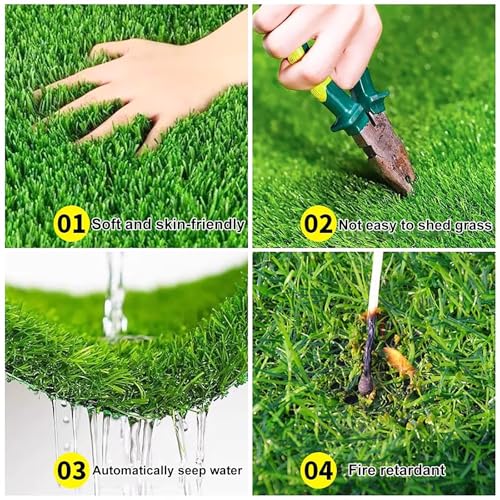 Realistic Artificial Grass Rug Indoor Outdoor, Fake Grass with Drain Holes for Dog Potty Training and Multi-Purpose Use(3.2 * 13ft/100 * 400cm) - size: 3.2*13ft/100*400cm