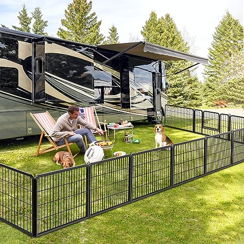 Dog Pen Pet Playpen Kennel Fence Outdoor Indoor Play Yard Puppy Exercise Barrier 31'' W x 24'' H 16 Panels (16 Panels, 24 Inches)