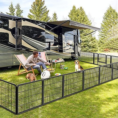 Dog Pen Pet Playpen Kennel Fence Outdoor Indoor Play Yard Puppy Exercise Barrier 31'' W x 24'' H 16 Panels (16 Panels, 24 Inches)