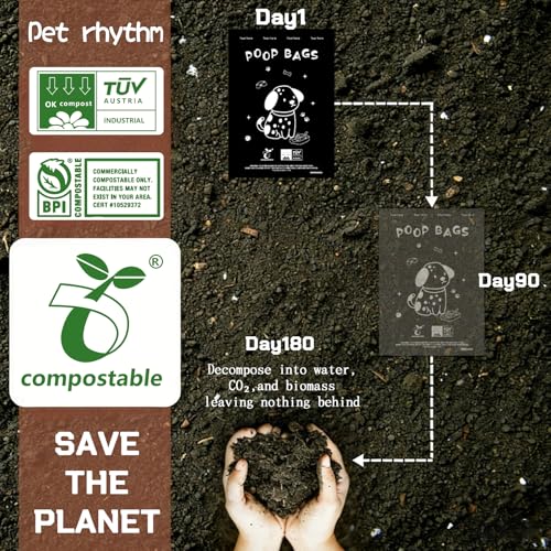 Biodegradable Dog Poop Bags 13×9in 450 count with Free Dispenser | ASTM D6400 & EN 13432 Compliant BPI Certified Poop Bags for Dogs, Unscented, Large, Earth Friendly Leakproof, Easy to Open - color: Black, size: 450 Count (Pack of 1)