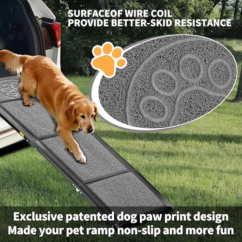 Dog Ramp for Large Dogs, Extra Long 71" & 17.3" Wide Folding Dog Ramp for High SUV & Truck, Portable Non-Slip Pet Ramp for Car, Supports 250 lbs - size: Upgraded 71" L x 17.3" W