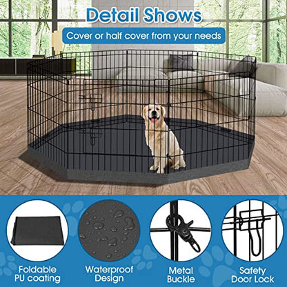 Dog Pen Pet Playpen Dog Fence Indoor Foldable Metal Wire Exercise Puppy Play Yard Pet Enclosure Indoor Outdoor 8 Panels 24 Inch with Bottom Pad/Top Cover (Black with Bottom pad) - style: Playpen + bottom pad