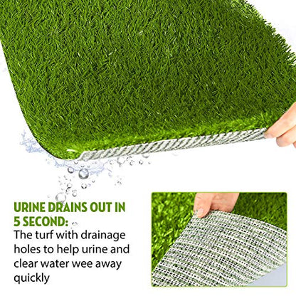Dog Litter Box, Artificial Grass for Dogs Potty with Tray, Fake Grass Patch for Dogs Indoor and Outdoor Use, Puppy Training Pad, Best for Medium and Small Dog, by GPCT