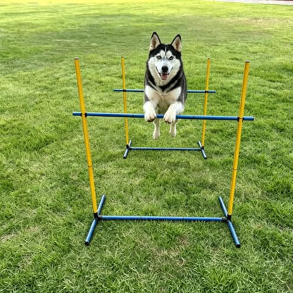 Heavy Duty Adjustable Dog Agility Hurdles with Carry Bag for Medium to XL Dogs - color: SLV-Hurdle 35in-2